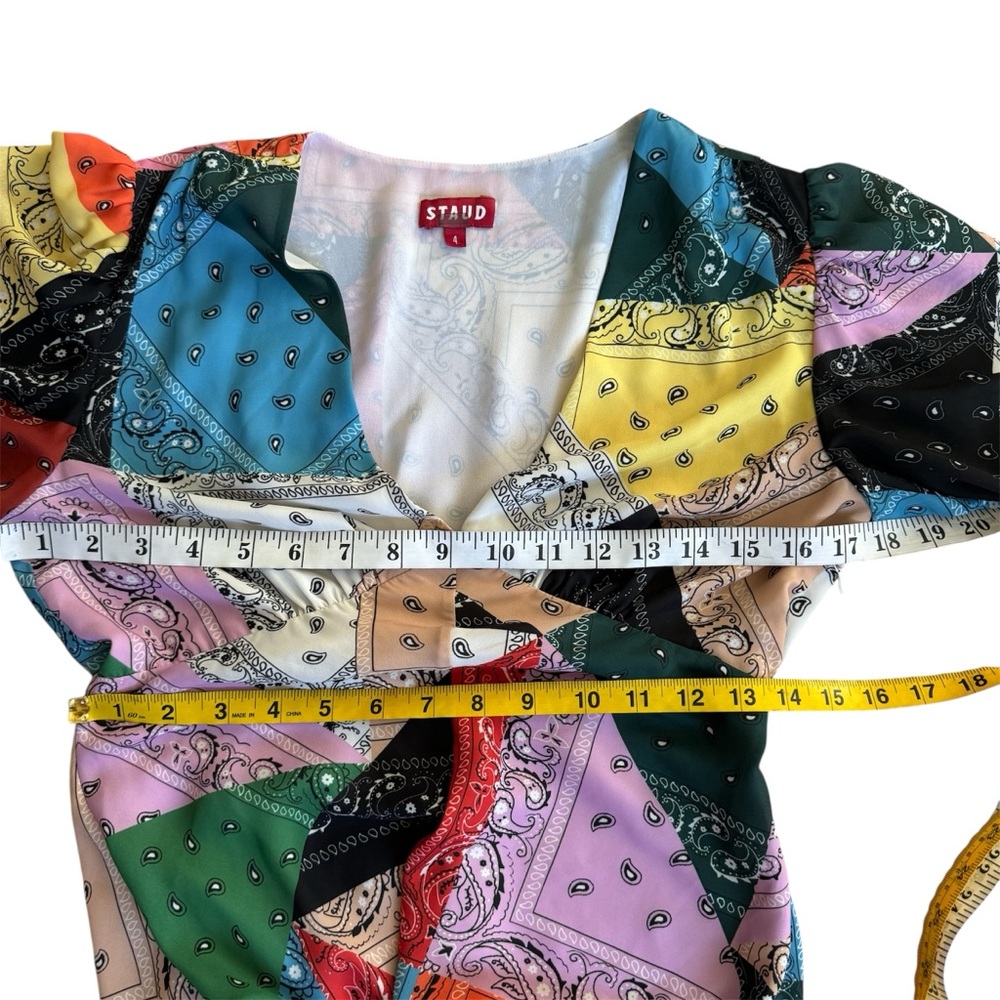 Staud Multicolor Patchwork Mini Dress Euc - image 6